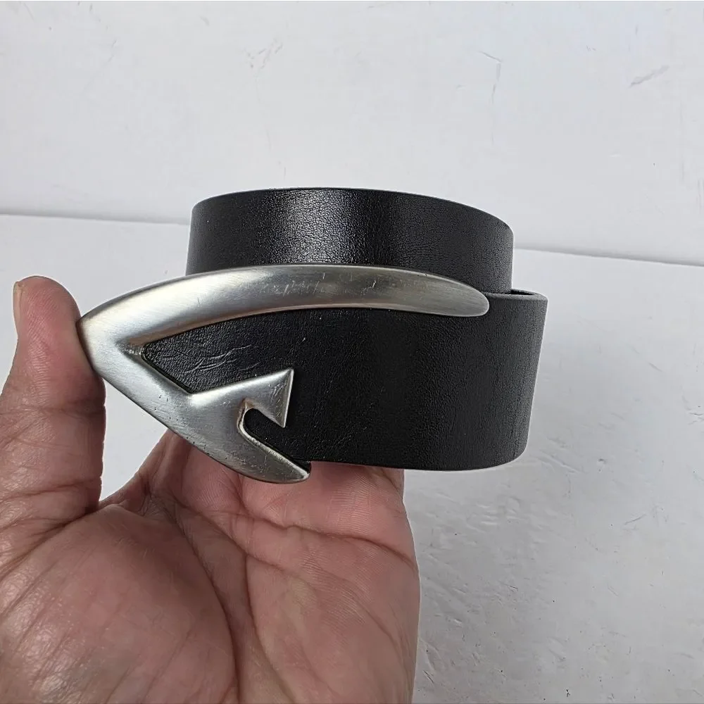 Armani Jeans Leather Belt Silver Buckle Black Made In Italy Size 95/110